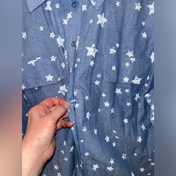 Blue Button Down Shirt with Stars - Picture 7 of 15
